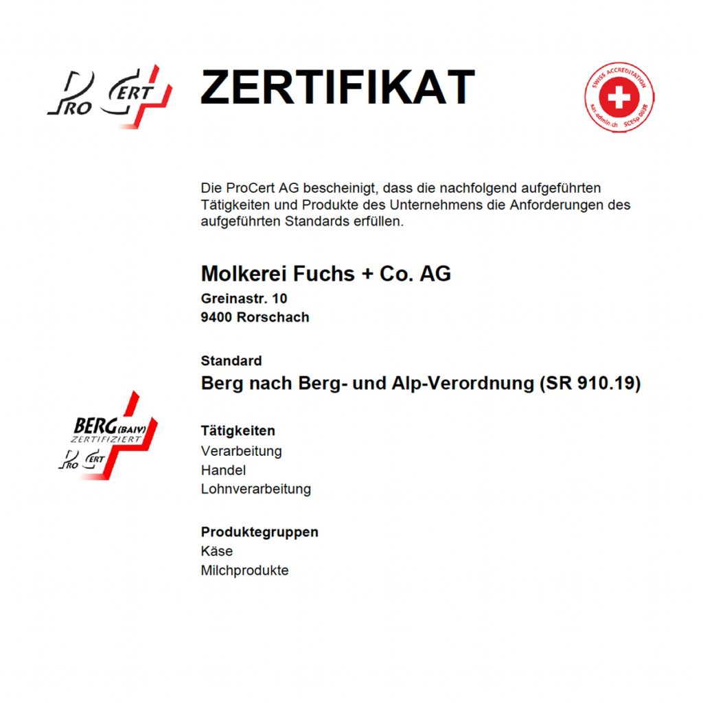 Zertifikat Berg 2026
